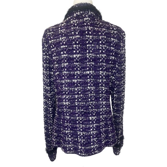 St. John collection Boucle Knit Jacket Wool Blend Black and Purple Colors Size16 - Picture 2 of 11